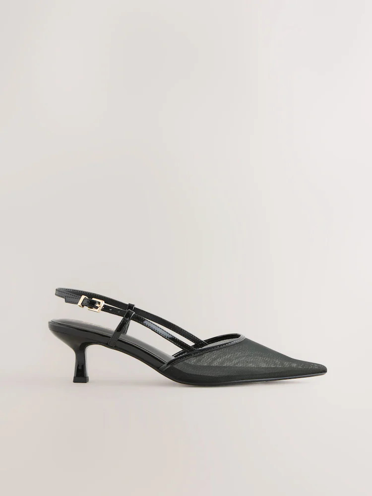 Black Forever Comfort® Pointed Mesh Slingback Heels | Next EU