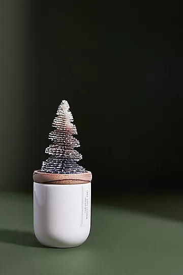 Frosted Bottle Brush Tree Candle | Anthropologie (US)