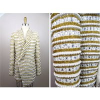 Rare Jewel Embellished Pearl Beaded Blazer/Glam White & Gold Heavily Jeweled Jacket | Etsy (US)