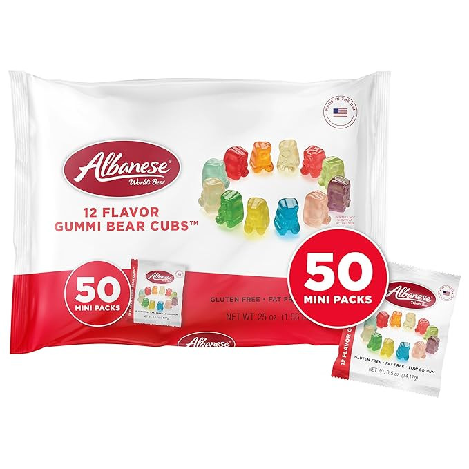 Albanese World's Best 12 Flavor Gummi Bear Cubs | 50-0.5oz Fruit Packs | Mini Gummy Candy, Indivi... | Amazon (US)