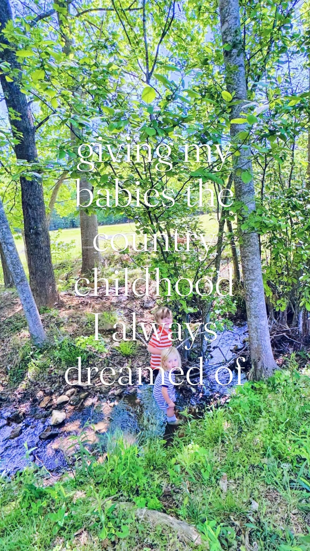 f e e l s  l i k e  a  d r e a m 💭🌸🪴🌳🌼👶🏼💦🌾🪵🐴🪻🌿🦆🐓🌞🚜🌿🐥🪿🧺🥚🪺💐 #countrychildhood #lifeonthefarm #countryliving #raisingcountrykids #countryhomeofmydreams 

Nothing like waking up to all kinds of morning sights and sounds here on the farm with the country morning views of my dreams!! 🐓🪴🐣🫏🥚🧺🌱🐴🚜 It’s officially morning garden check season around here and I couldn’t be happier!! 🪴👩‍🌾🧺🪻 Andddd our peach 🍑 tree 🌳 is starting to form lots of fruit, too!! What a dream!! 💭 

Just the most dreamy blue sky day and walk 🌳🧺🌾 with the peonies 🌸 all justttt about to bloom 💐, the most beautiful blue sky day 🩵☁️, and all the cutie geese 🪿 when we got down to the pond!! 🦆💦 And then these little matching baby blue 🩵 boots 🥾 (linked 🔗 them over for y’all over on my LTKit shop - we LOVE them 🙌🏽 for the farmlife these days 🚜🤎) wearing country babies 👶🏼💙👶🏼 had an absolute ball (!!) splish splashing 💦 away in the creek 🌿 and “fishing” 😉🎣 with all the sticks 🪵 they collected!! 🪾This place is such a childhood dream 💭 come true and it’s surreal that my littles get to grow up in this beautiful slice of heaven and gift from above!!! 🪻🌼

Hearts just so full 🥰 heading into this beautiful weekend and time of year 🌞 ahead!! Happy Weekend, y’all!! 🌸

#LTKKids #LTKmomlife #LTKBaby