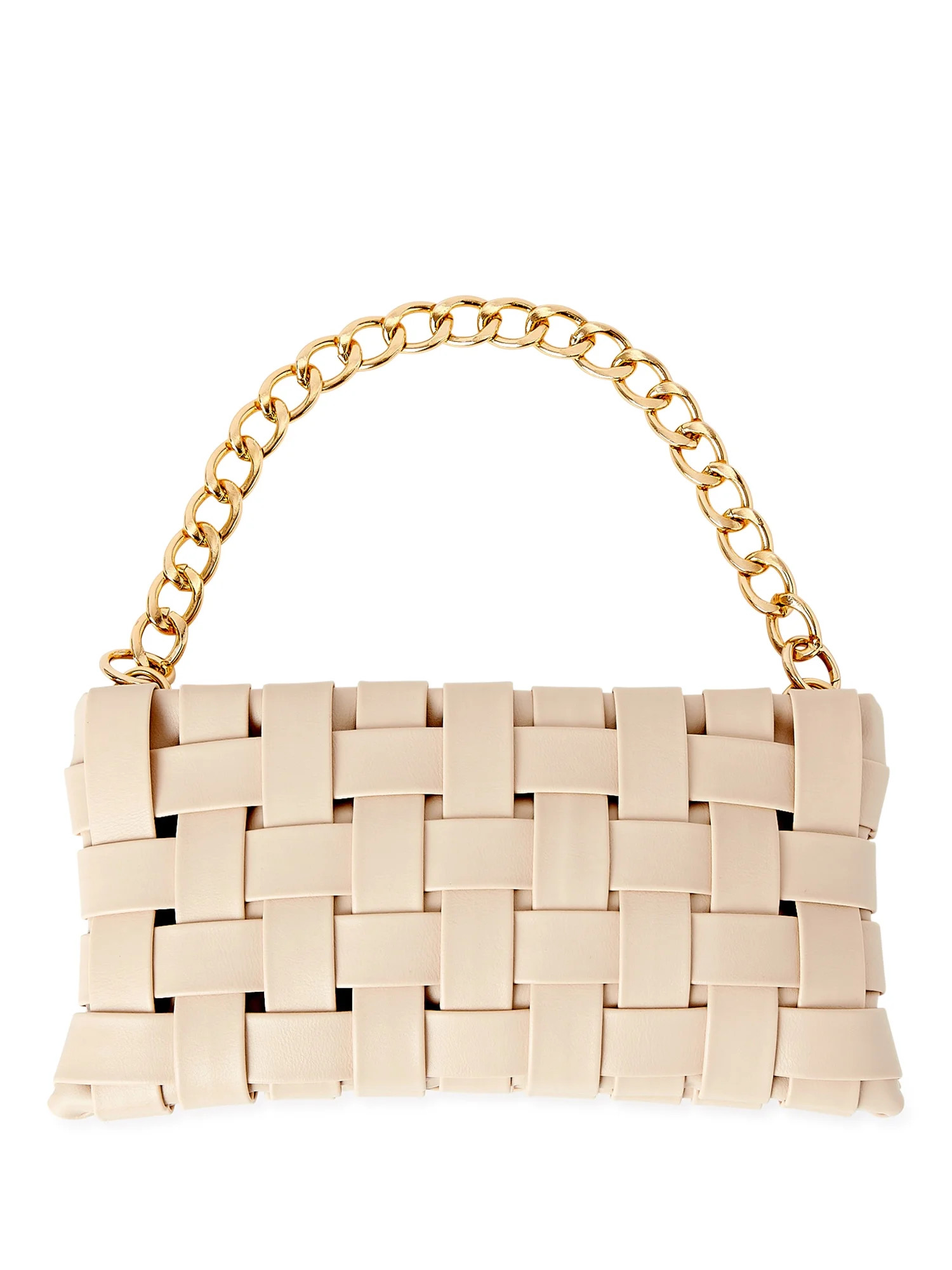 Jane & Berry Women's Woven Faux Leather Crossbody Bag with Gold-Tone Chain Handle and Removable S... | Walmart (US)