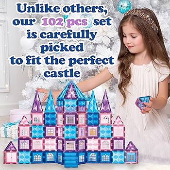 Little Pi 102pcs Frozen Princess Castle Magnetic Tiles Building Blocks - 3D Diamond Blocks, STEM ... | Amazon (US)