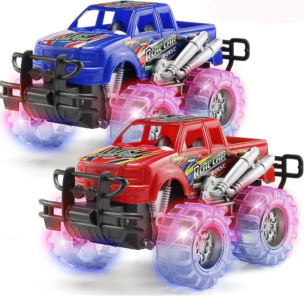 2 Pack Light Up Monster Truck Car Toy with Beautiful Flashing LED Tires, Best Birthday Gift for B... | Amazon (US)
