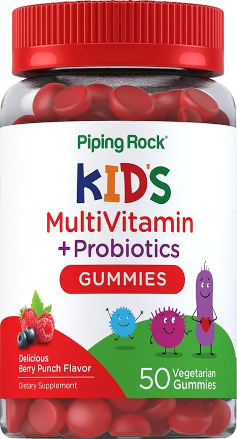 Piping Rock Kid's Multivitamin and Probiotic | 50 Gummies | Berry Punch Flavor | Vegetarian, Non-... | Amazon (US)