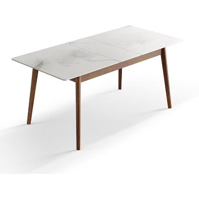 Extendable 59" Dining Table¡ªModern Design with Marble Tabletop and Wooden Frame, Seats 6-8, for Kitchen, Dining Room, or Living Room | Target