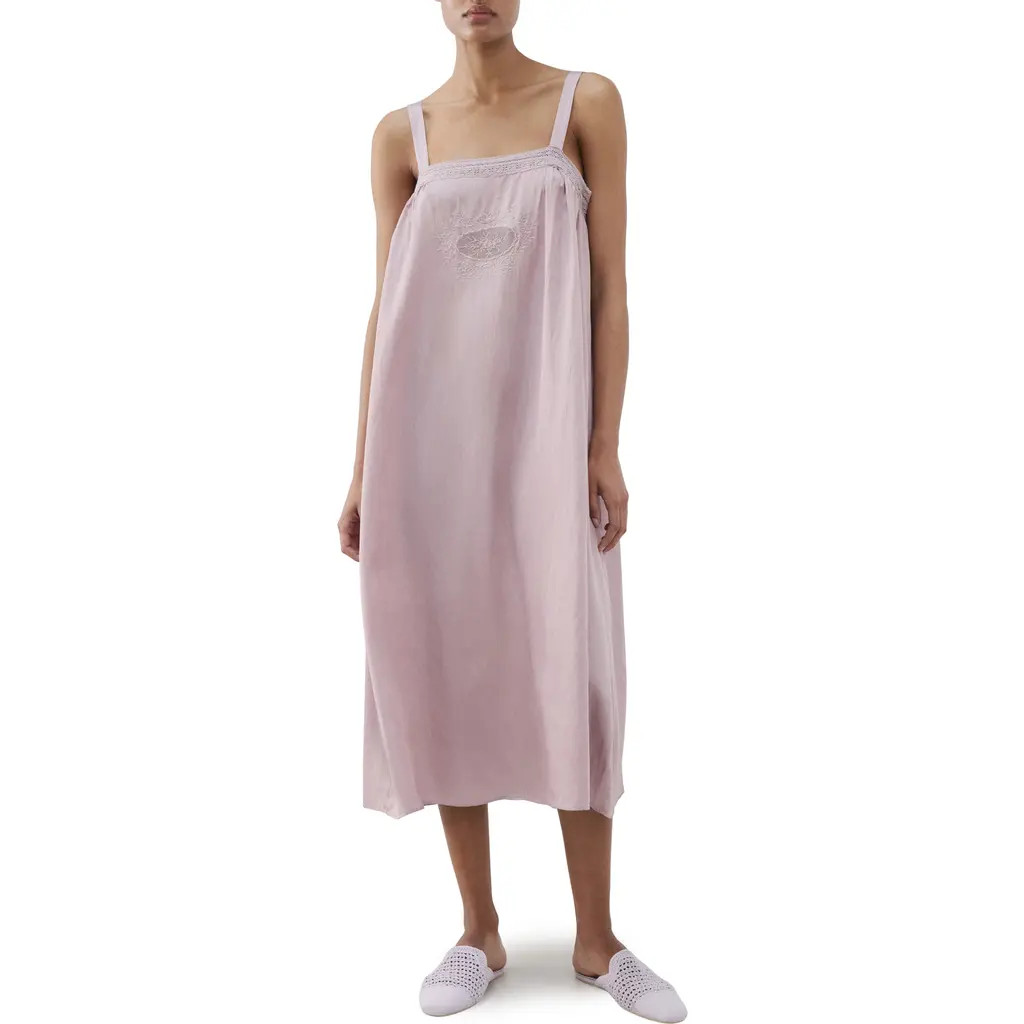 MANGO Embroidered Lace Trim Nightgown in Purple at Nordstrom, Size Small | Nordstrom