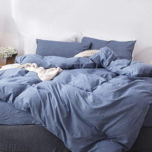 MooMee Bedding Duvet Cover Set 100% Washed Cotton Linen Like Textured Breathable Durable Soft Com... | Walmart (US)