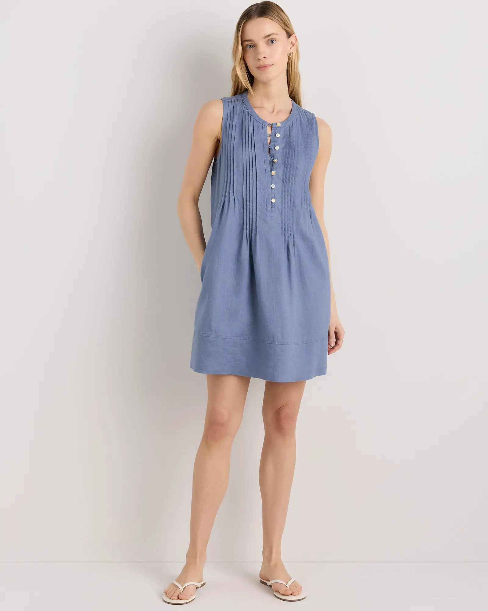 100% European Linen Sleeveless Swing Dress | Quince