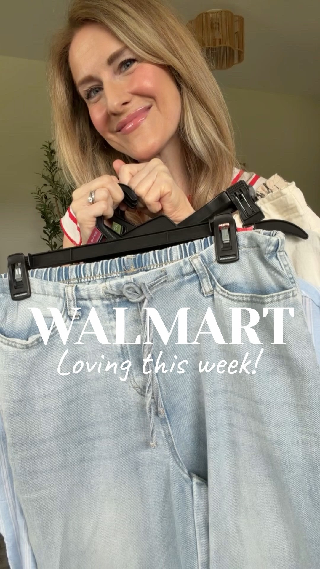 6 new Walmart outfits! I stayed tts small in the button down shirts and the jeans snd the dress. I sized up to medium in the stripe top and the shorts. Size girls xl sweater tanks. #walmartfashion

#LTKOver40