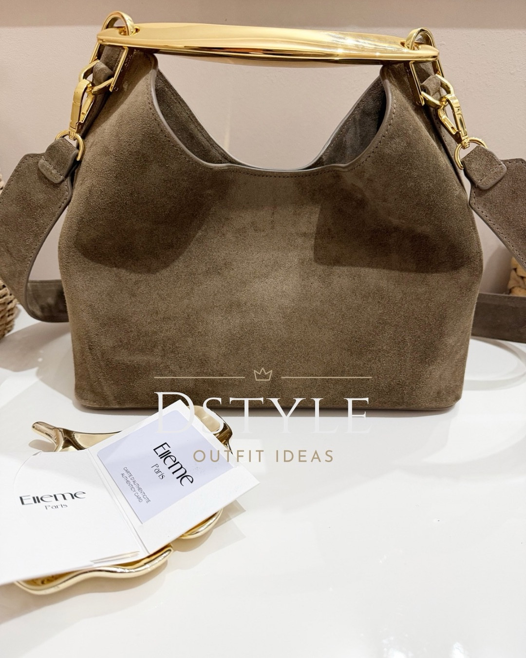 Texture, tone, and that gold hardware... 🤎 The @Elleme Boomerang in taupe suede is the perfect neutral accessory for a timeless wardrobe. ✨

