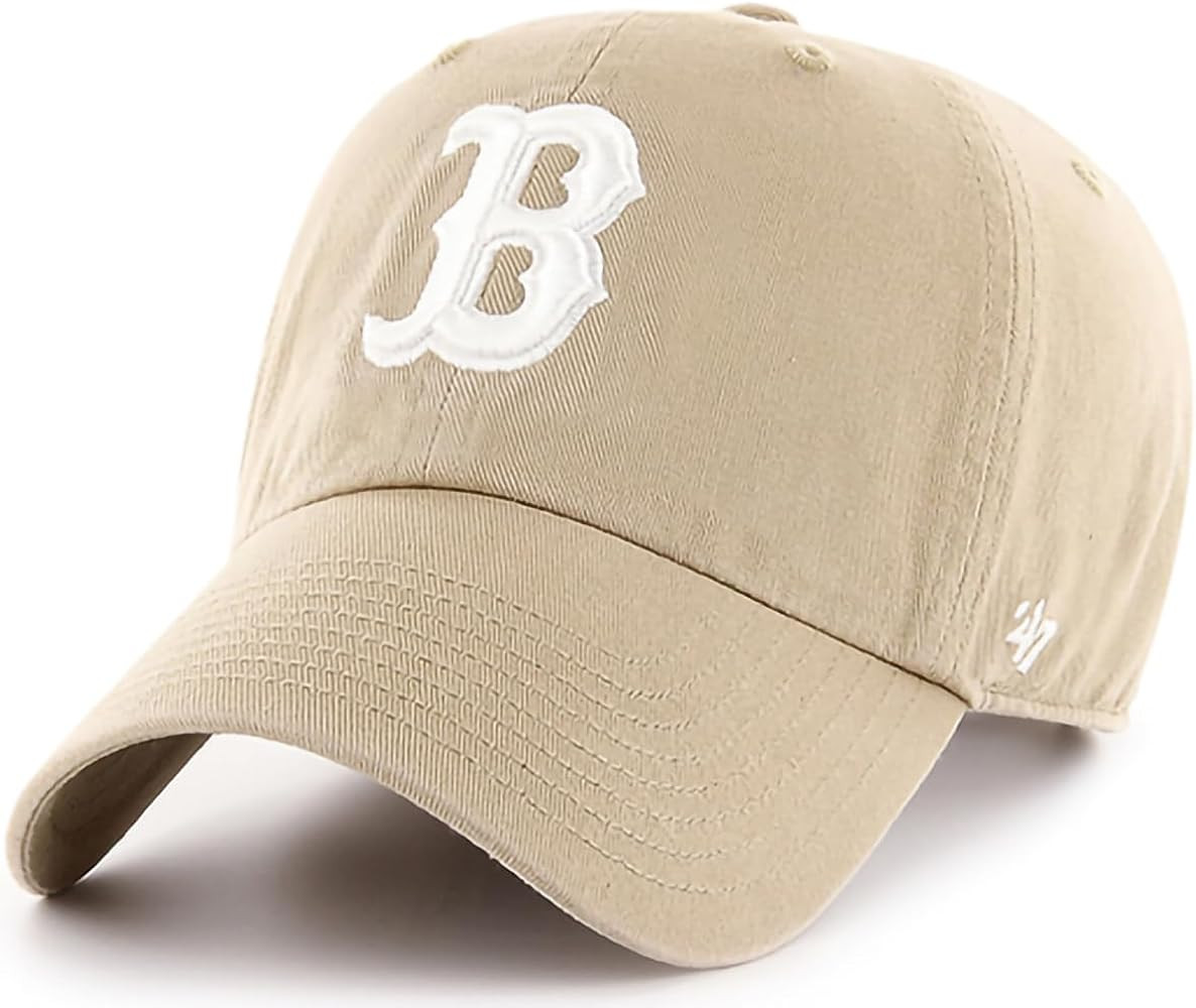 47 Brand MLB Khaki White Primary Logo Clean Up Adjustable Strap Baseball Dad Hat Cap, Adult One S... | Amazon (US)