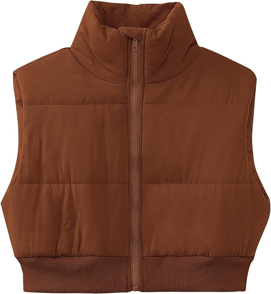 GRAPENT Cropped Puffer Vest for Women Trendy Zip Up High Neck Mini Quilted Sleeveless Jacket Tops... | Amazon (US)