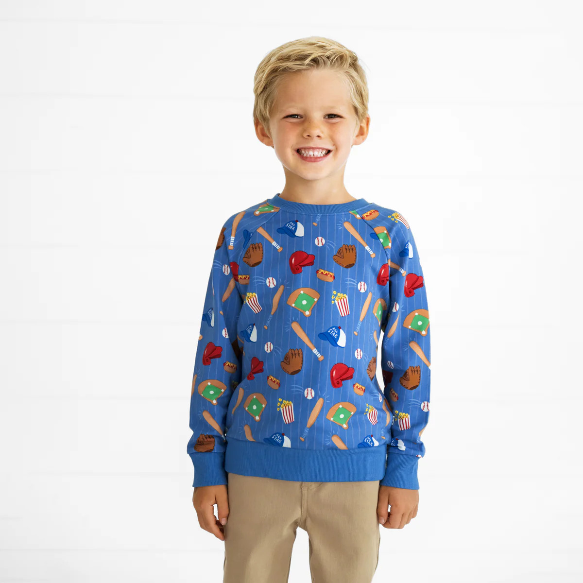 Blue All Stars Crewneck Sweatshirt | Little Sleepies