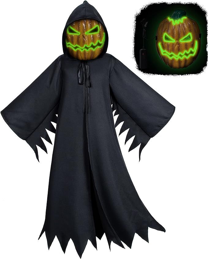 Joy Join Kids Halloween Scary Pumpkin Monster Ghost Costume Robe with Evil Mask Available in Heig... | Amazon (US)