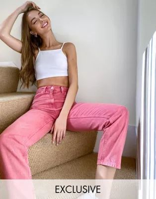 COLLUSION x006 mom jeans in vintage pink wash | ASOS (Global)