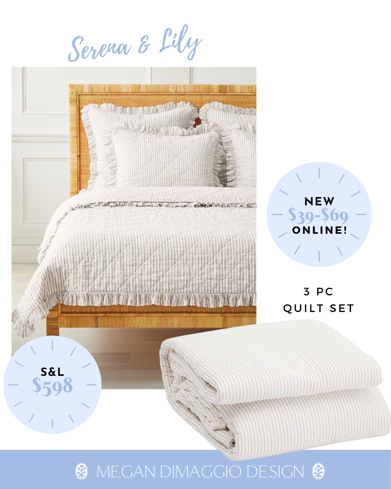 Yay!! New color for our favorite Serena & Lily look for less stripe ruffle quilt set was just added online!! The perfect neutral stripe with ruffle shams included, available in multiple sizes!! 🤍🙌🏻

#LTKHome #LTKFindsUnder100 #LTKSaleAlert