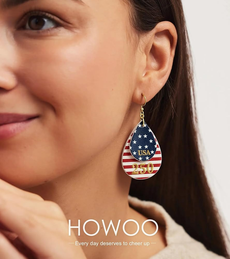 250th Anniversary Dangle Earrings for Women, Patriotic American Flag Teardrop Womens Earrings for... | Amazon (US)