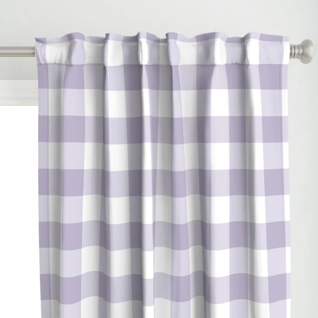 Pastel Buffalo Check Curtain Panel - 3" Gingham Check by Dept_6 - Light Purple Jumbo Gingham Chec... | Etsy (US)