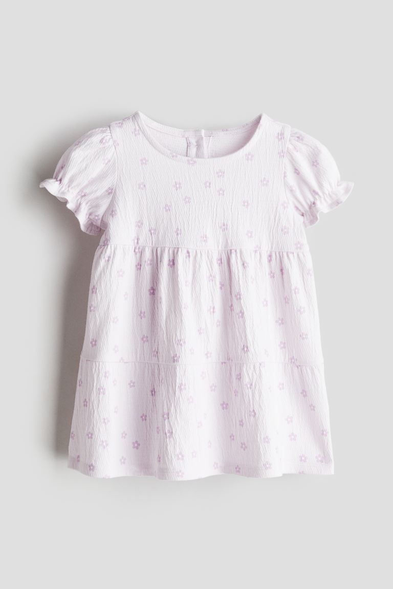 Textured Jersey Dress - Round Neck - Short sleeve - White/floral - Kids | H&M US | H&M (US + CA)