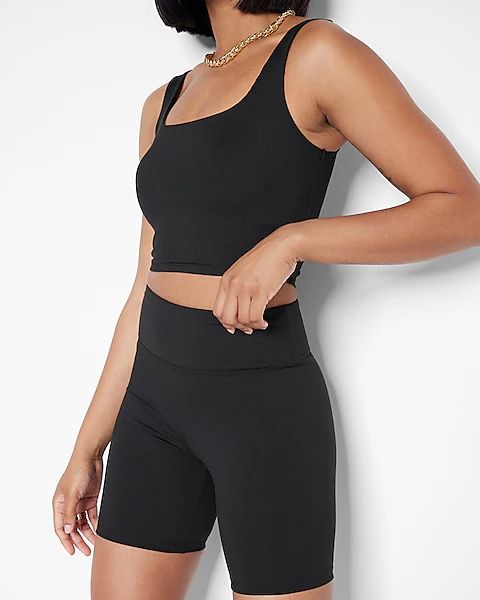 Body Contour Ribbed Square Neck Cropped Tank | Express