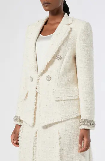 Abavo Crystal Cuff Sequin Tweed Jacket | Nordstrom