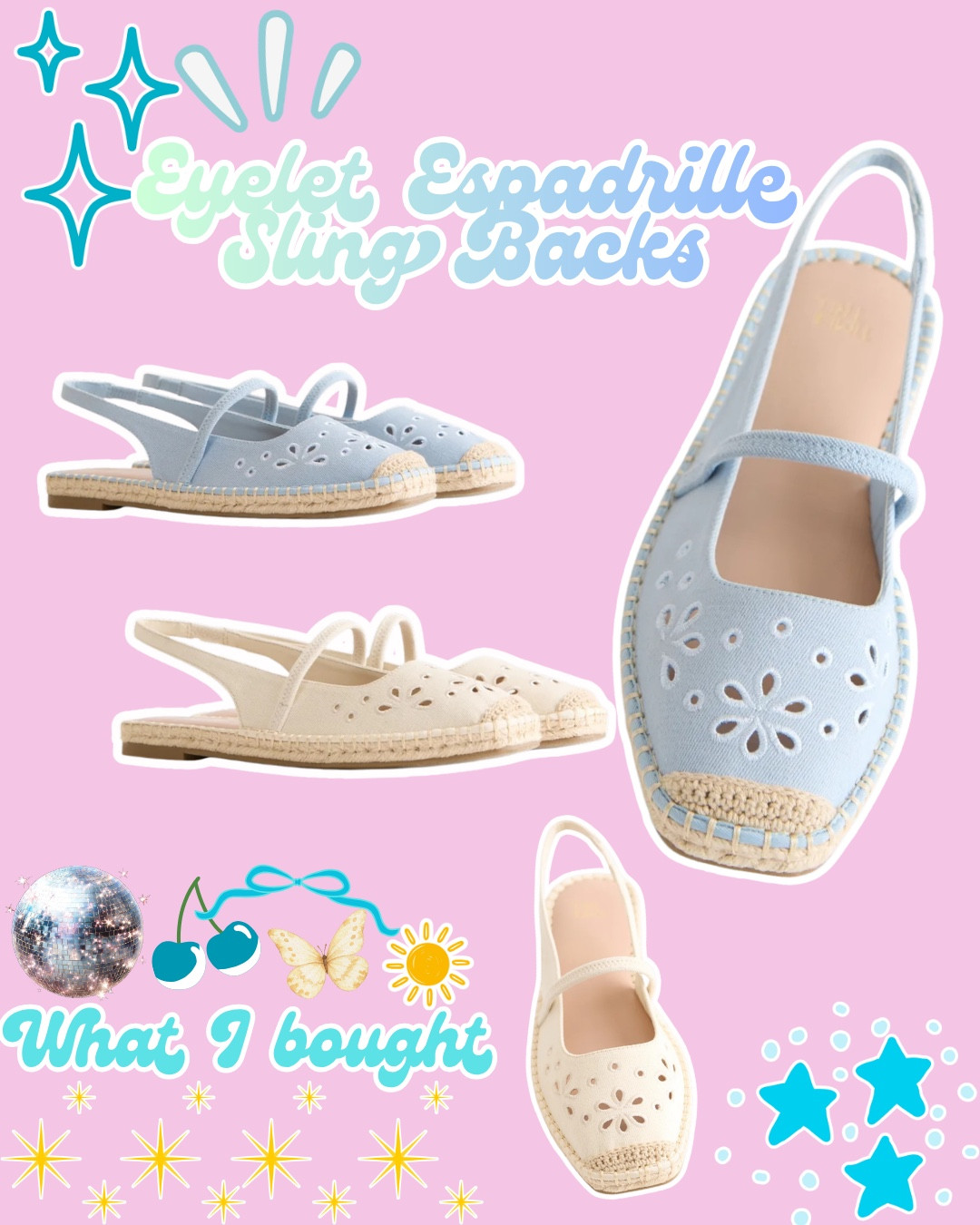 Walmart summer eyelet sling back espadrilles! 🩵🦋