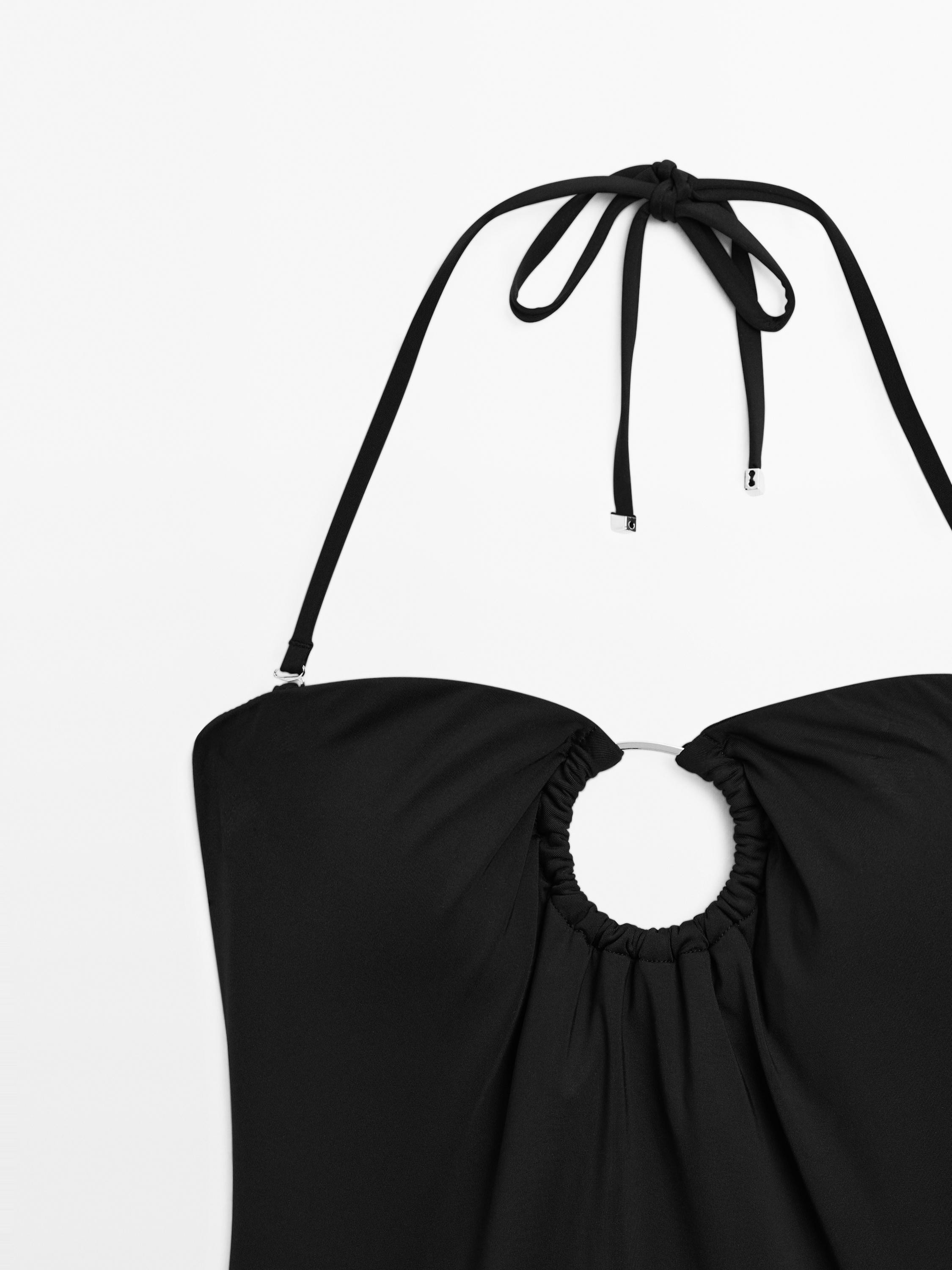 Bandeau swimsuit with metal piece detail | Massimo Dutti UK