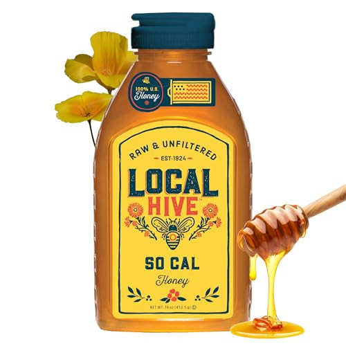 Local Hive Southern California Raw & Unfiltered – 16 oz | 100% Pure U.S. Honey | Natural Sweetener Sourced from American Bees & Beekeepers | Smooth Citrusy Flavor | Ideal for Tea, Baking & Cooking | Amazon (US)
