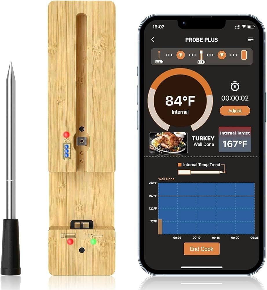 UPMSX 300FT Smart Meat Thermometer Wireless - Bluetooth Meat Thermometers for Grilling and Smokin... | Amazon (US)