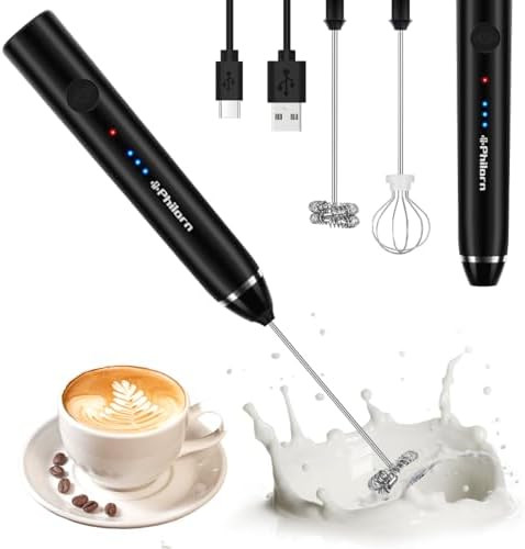 Philorn Milk Frother Wand Handheld Rechargeable Electric Whisk Coffee Drink Mixer, Mini Foamer fo... | Amazon (US)
