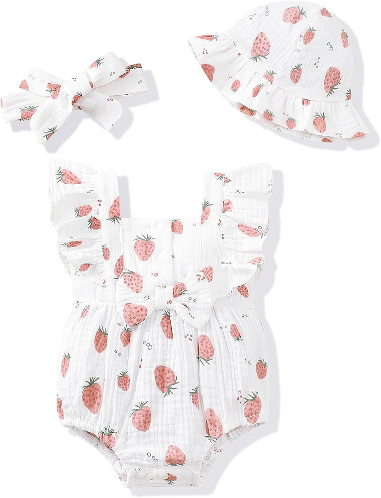 Renotemy Baby Girl Clothes Infant Summer Romper Cotton Linen Newborn Essentials Photography Preem... | Amazon (US)