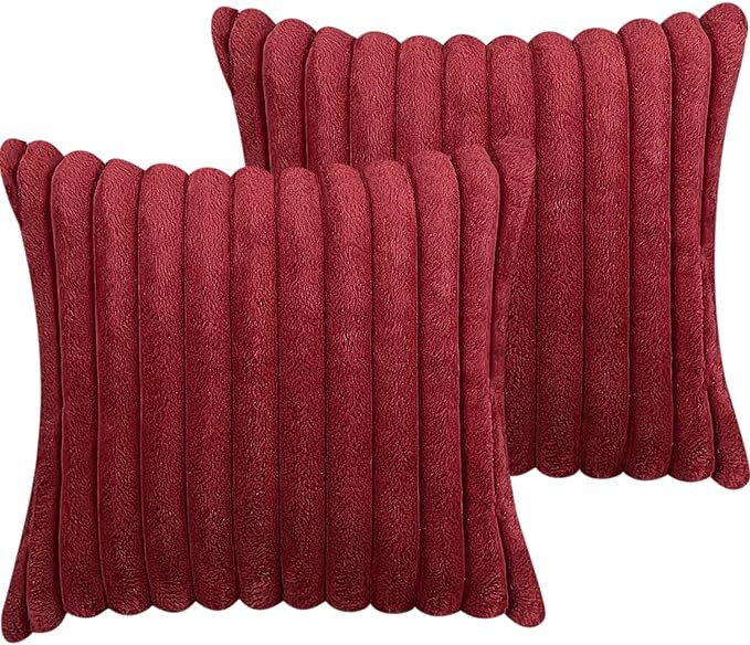 18x18 Throw Pillow Covers Set of 2, Decorative Faux Fur Covers for Bed, Couch Soft Fluffy Pillow ... | Amazon (US)