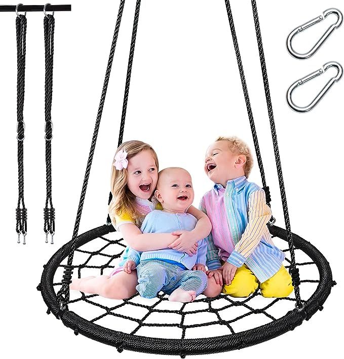 Pitpat 40" Spider Swing with 4 Ropes Adjustable from 55" to 102", Web Swing for Kids MAX 440 Lbs ... | Amazon (US)