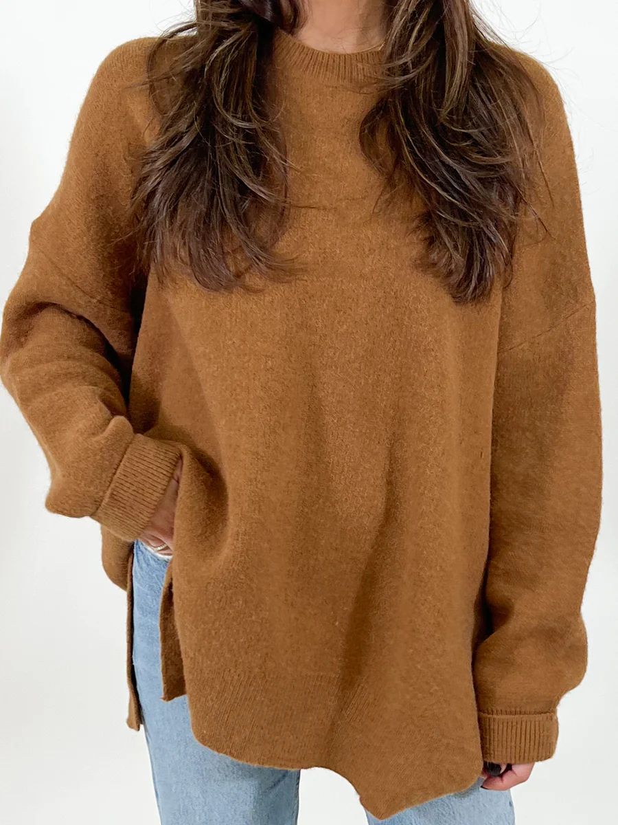 Solid Oversized Knit Sweater | Pecan | Talulah