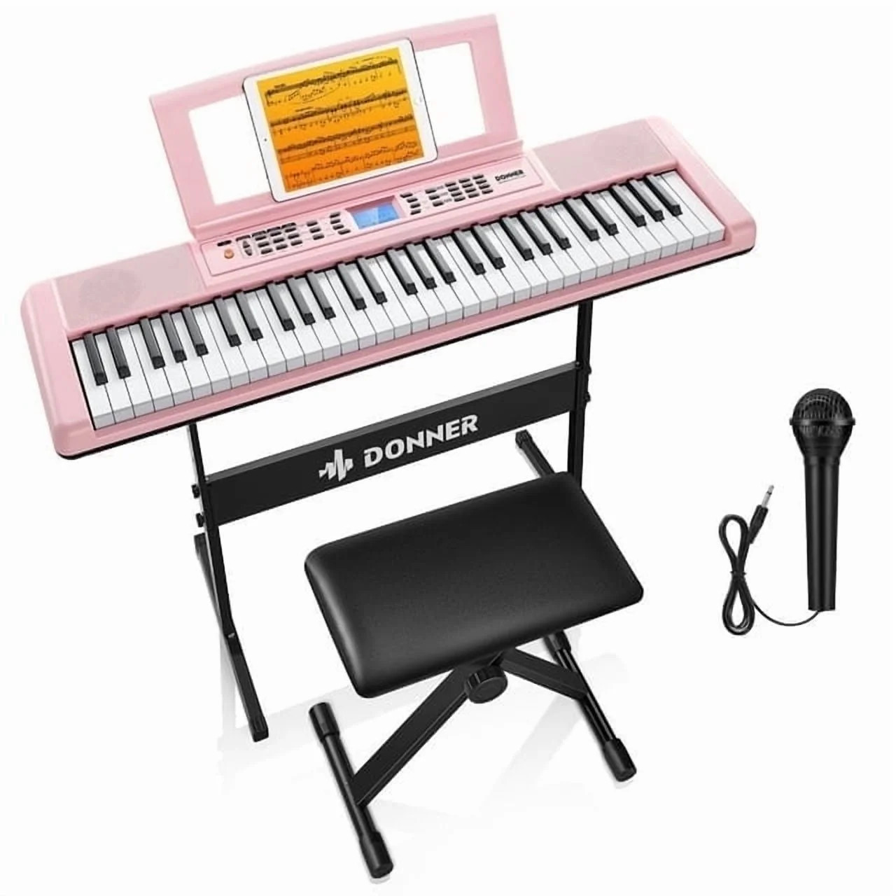 Donner DEK-200 61 Key Piano Full-Size Electronic Keyboard Set, Dual Keyboard, Auto Accompaniment,... | Walmart (US)