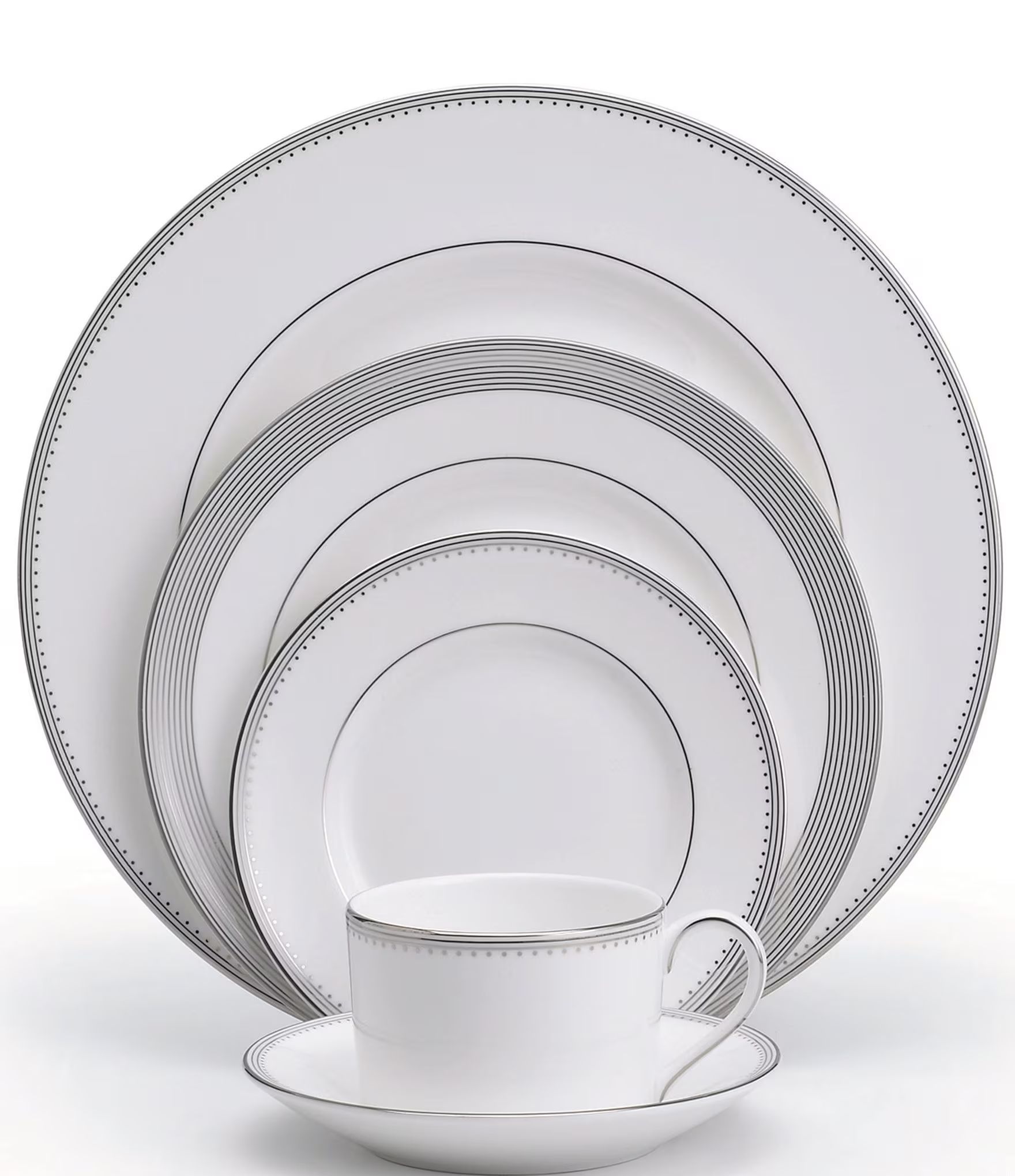 by Wedgwood Grosgrain Striped & Dotted Bone China 5-Piece Place Setting | Dillard's
