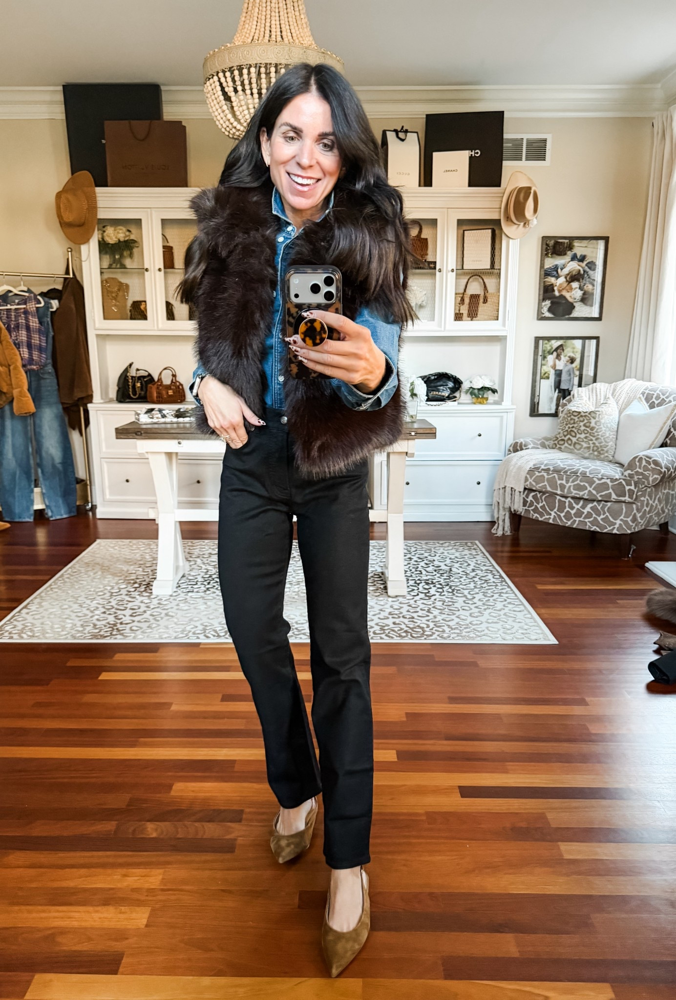 Small vest
Medium denim top
25 denim 

#LTKSeasonal #LTKFindsUnder100 #LTKStyleTip