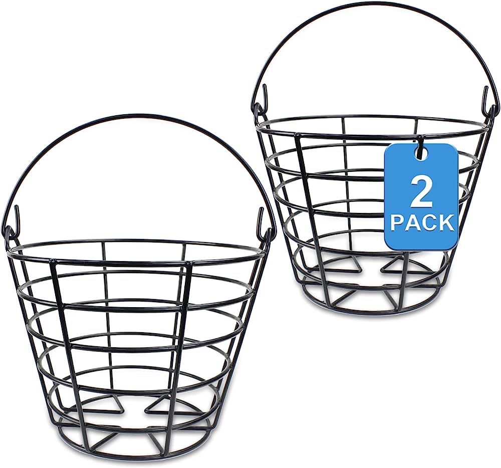 Crestgolf 2PCS Stainless Metal Golf Basket Golf Ball Container Ball Bucket | Amazon (US)