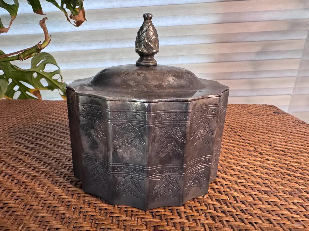 1991 Godinger Silver Plated Etched Velvet Lined Trinket Jewelry Box - Etsy | Etsy (US)