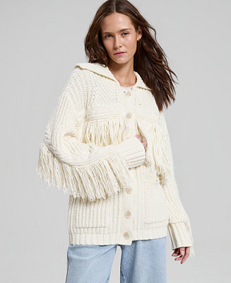 Women's Button-Front Fringe Cardigan | Macy's