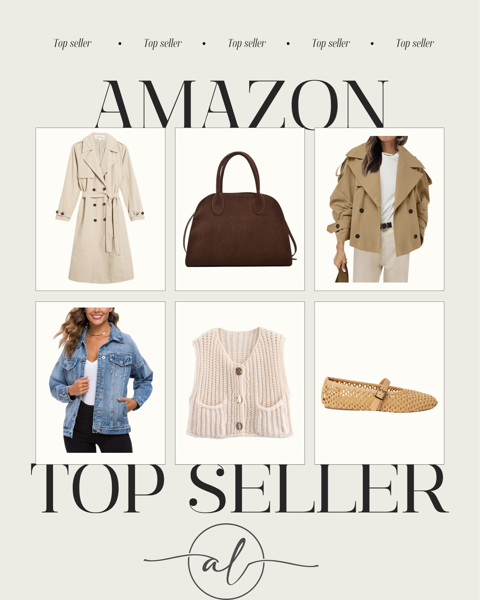 Amazon top sellers! Trench coats, suede bag, denim jacket, knit vest, mesh flats 

#LTKSeasonal #LTKFindsUnder100 #LTKStyleTip