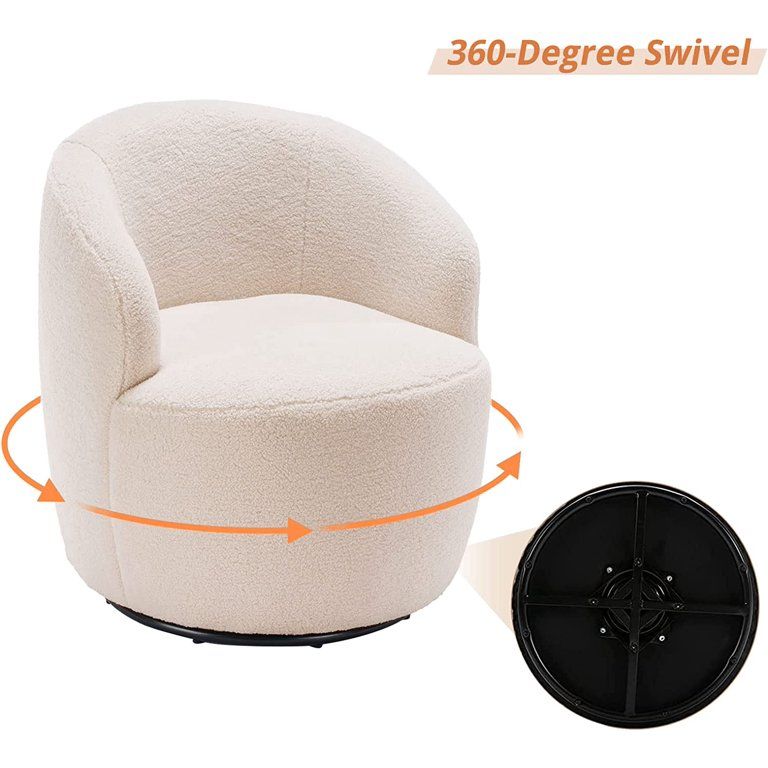 Swivel Barrel Chair  Teddy Sherpa Upholstered Modern Round Accent Arm Chairs  360 Degree Swivel S... | Walmart (US)