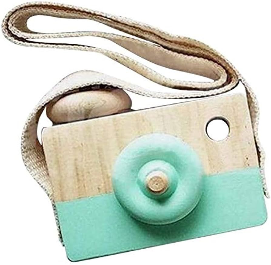 Wooden Mini Camera Toy, Hsxxf White Baby Kids Neck Hanging Photographed Props Camera Toy with Rop... | Amazon (US)