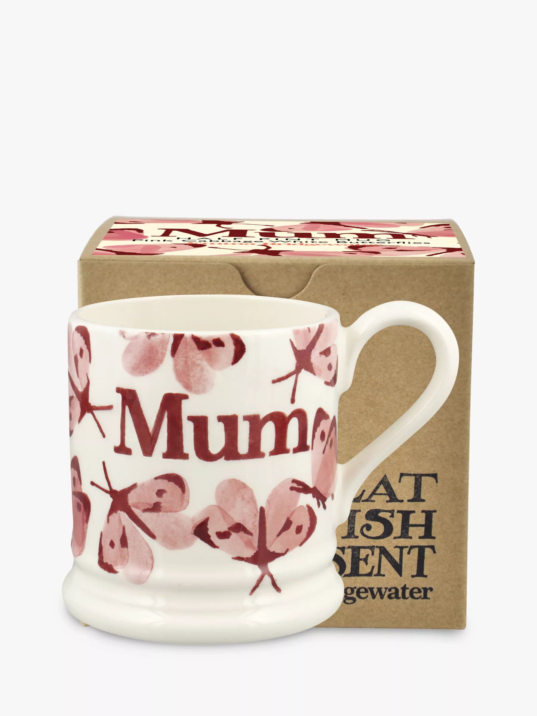 Emma Bridgewater Butterfly 'Mum' Half Pint Mug, 300ml, Pink | John Lewis (UK)