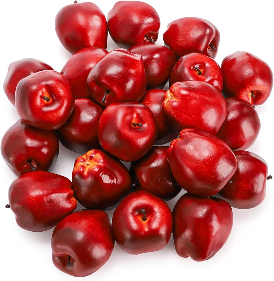ZEAYEA 24 Pcs Artificial Apples, Realistic Fake Red Delicious Apples, Decorative Lifelike Faux Ap... | Amazon (US)