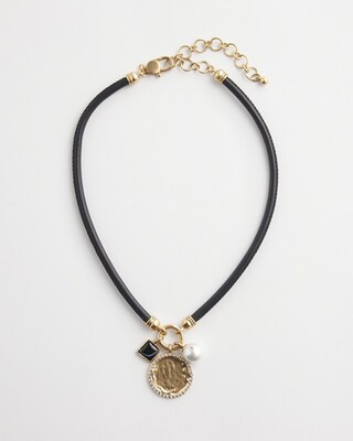 Black Leather Collar Charm Necklace | Chico's