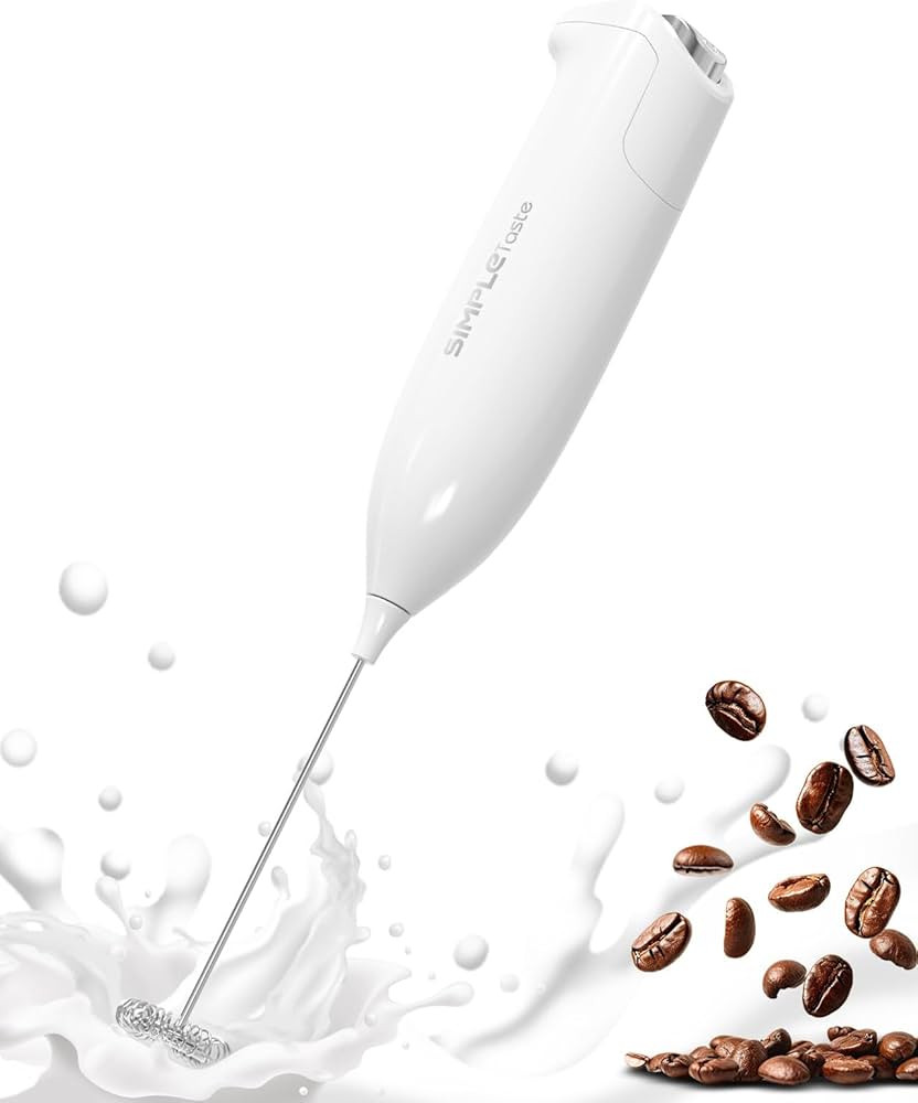 SIMPLETaste Milk Frother Handheld Battery Operated Electric Foam Maker, White Drink Mixer with St... | Amazon (US)