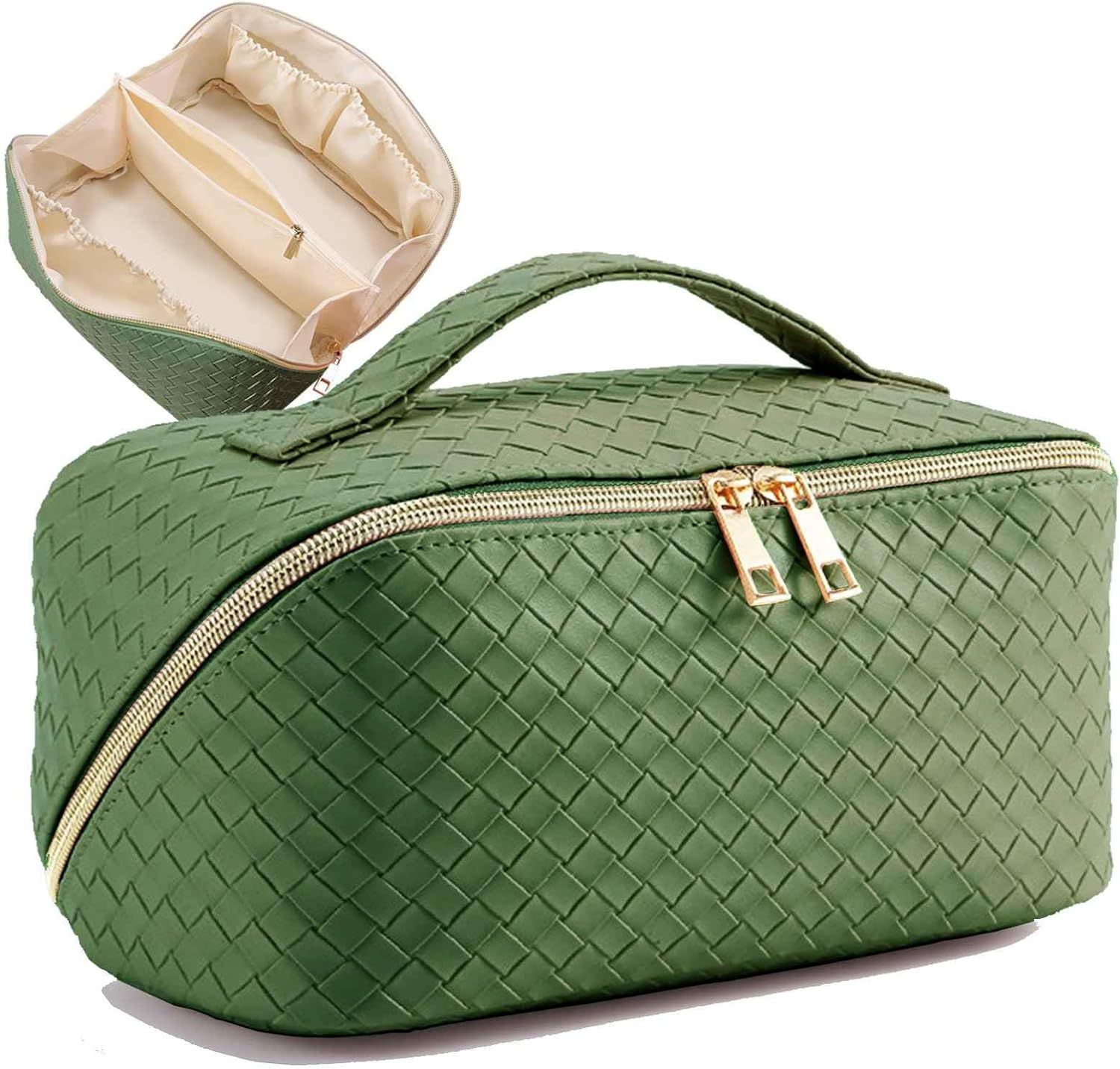 Ksiliup Large Capacity Travel Makeup Bag Waterproof PU Leather Cosmetic Bags for Women Portable C... | Amazon (US)