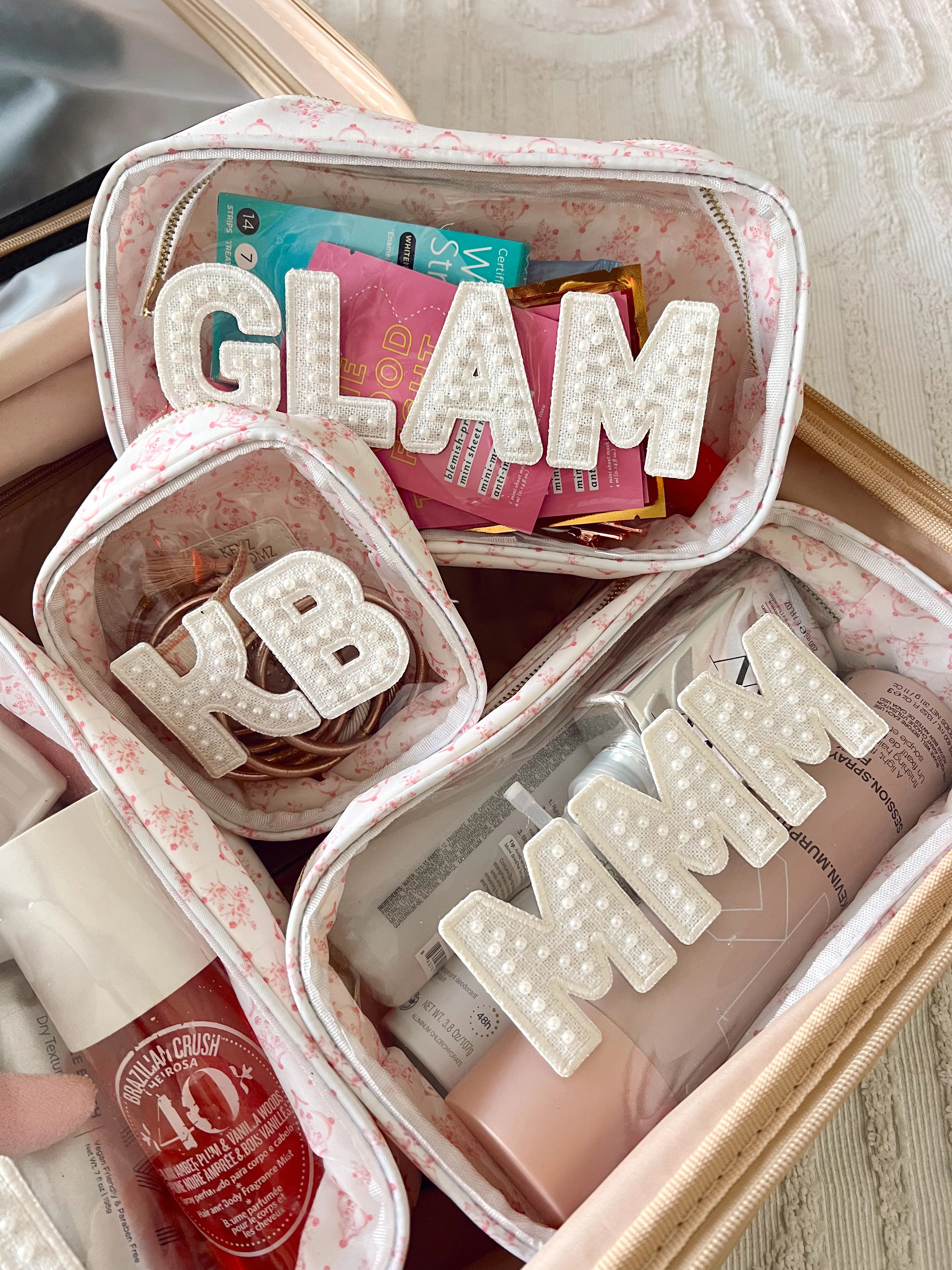 Pink Toile Customizable Makeup Bag Collection | KenzKustomz